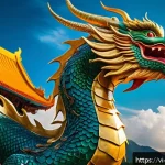 Home 23 신화적 사고와 자기계발의 상호작용 - A majestic Eastern dragon soaring through a vibrant sky filled with swirling clouds and golden light...